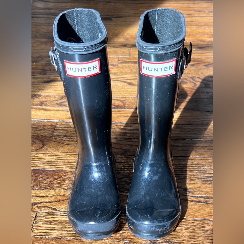 Hunter Original Glossy Rain Black Boots Kids Size 11
